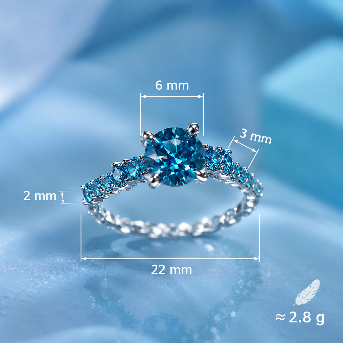 Bague sapphir bleu ciel - خاتم ذو الحجر أزرق سماوي