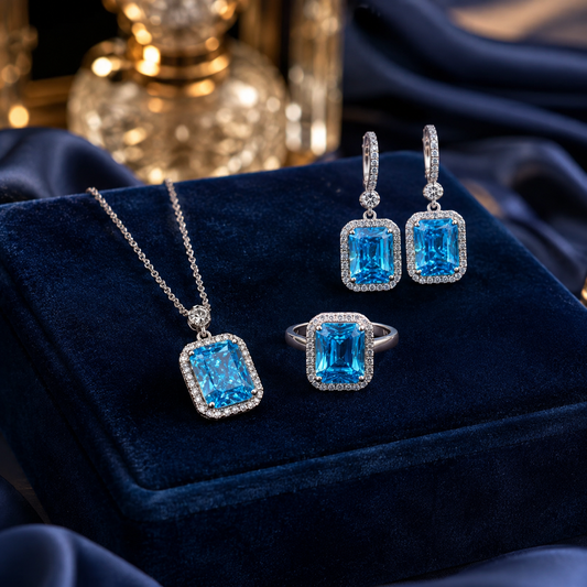 parure de bijoux bleue Saphyre- طقم مجوهرات  السفير الزرقاء