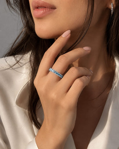Bague Topaze Bleu Sapphire - خاتم التوباز الأزرق السماوي