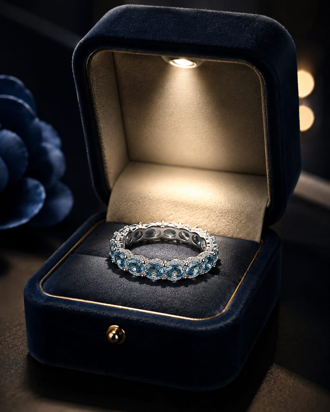 Bague Topaze Bleu Sapphire - خاتم التوباز الأزرق السماوي
