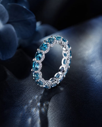 Bague Topaze Bleu Sapphire - خاتم التوباز الأزرق السماوي