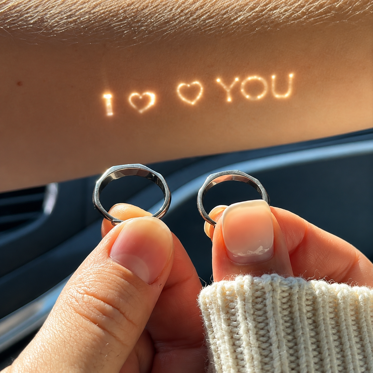 Bagues de couples I love you - خاتم انعكاس عشّاق الحب